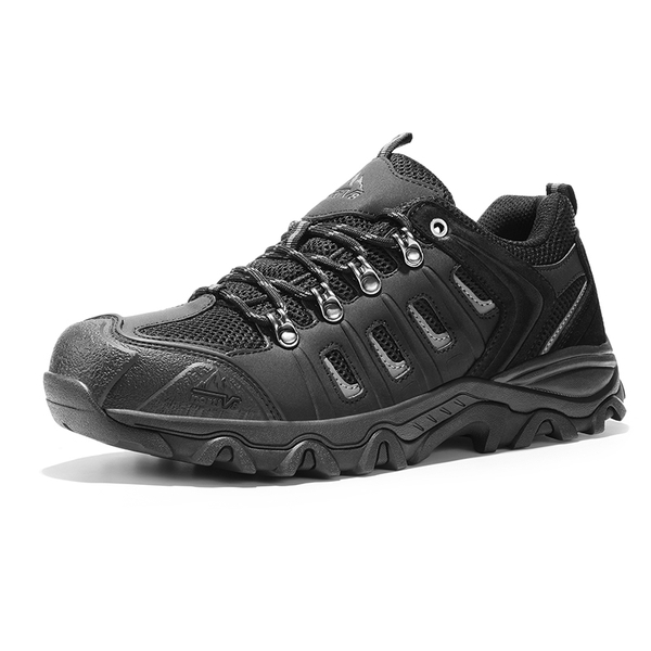 Men's Waterproof Low-Cut Hiking Shoes - BLACK/GREY-PU - 4